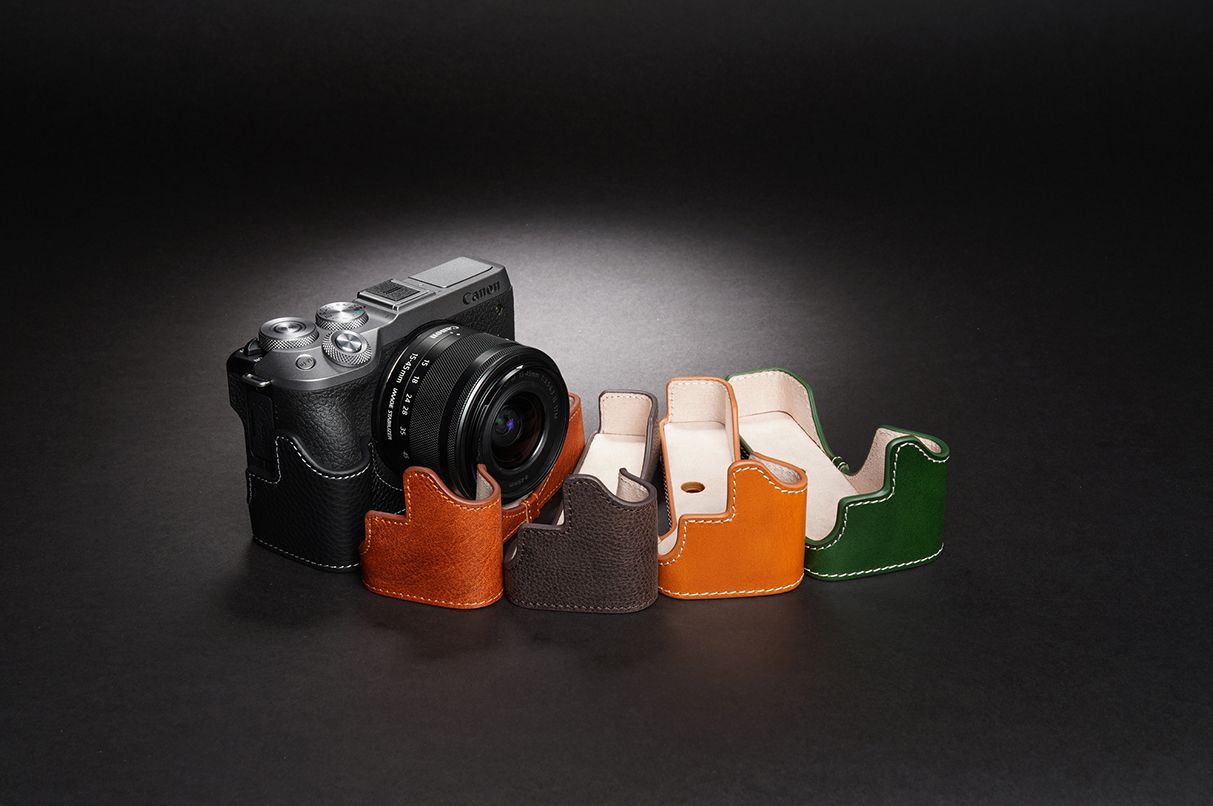 Genuine Real Leather Half Camera Case Bag Cover for Canon EOS M6 Mark